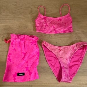 Triangl Swimwear Pink Floral Drawstring Bag